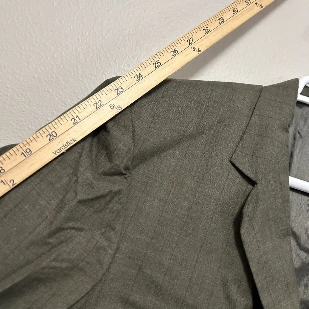 Stanley Blacker Mens 44S Olive Gray Plaid Sport Coat Blazer 2 Button
